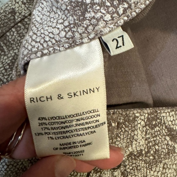 Rich & Skinny Snakeskin Print Cotton Blend Skinny Jeans, Women’s Size 27 - Picture 15 of 15